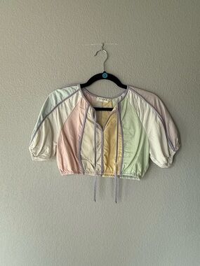 Pastel linen blend crop top from Storia - small